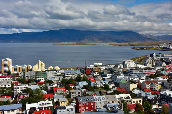 Hallgrimskirkja church offers sweeping views of the sea and nearby hills.