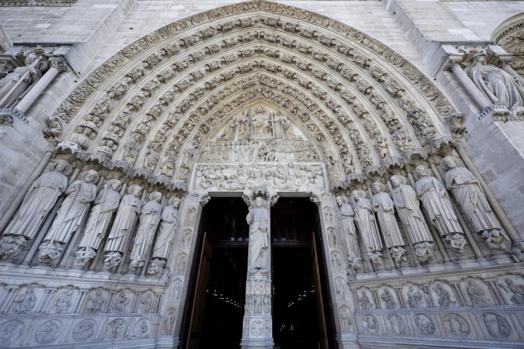 The main entrance of Notre Dame Cathedral on Nov. 29, 2024, in Paris. 
Stephane de Sakutin / AP