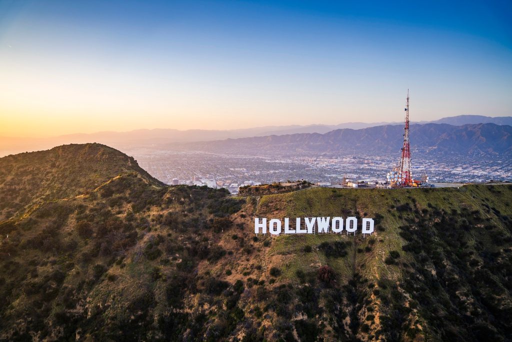 Hollywood Sign, Los Angeles Skyline Aerial California